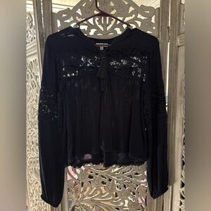 Patrons of Peace Elegant Dark Blue Blouse